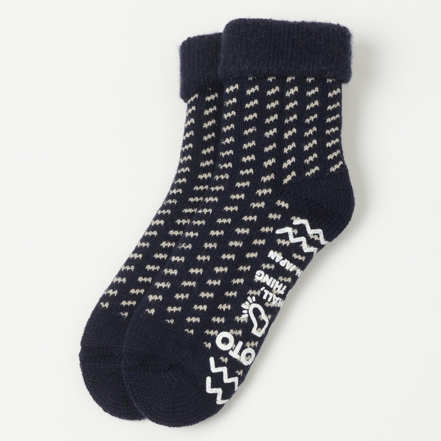 Accessories RoToTo | Rototo Bird'S Eye Comfy Room Sock - Navy