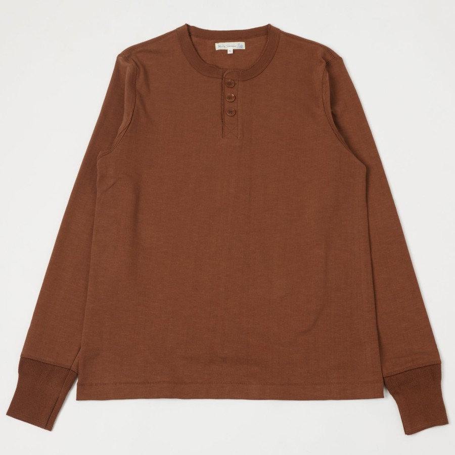 Clothing Merz b. Schwanen | Merz B. Schwanen 2S04 Long Sleeve Henley - Tan