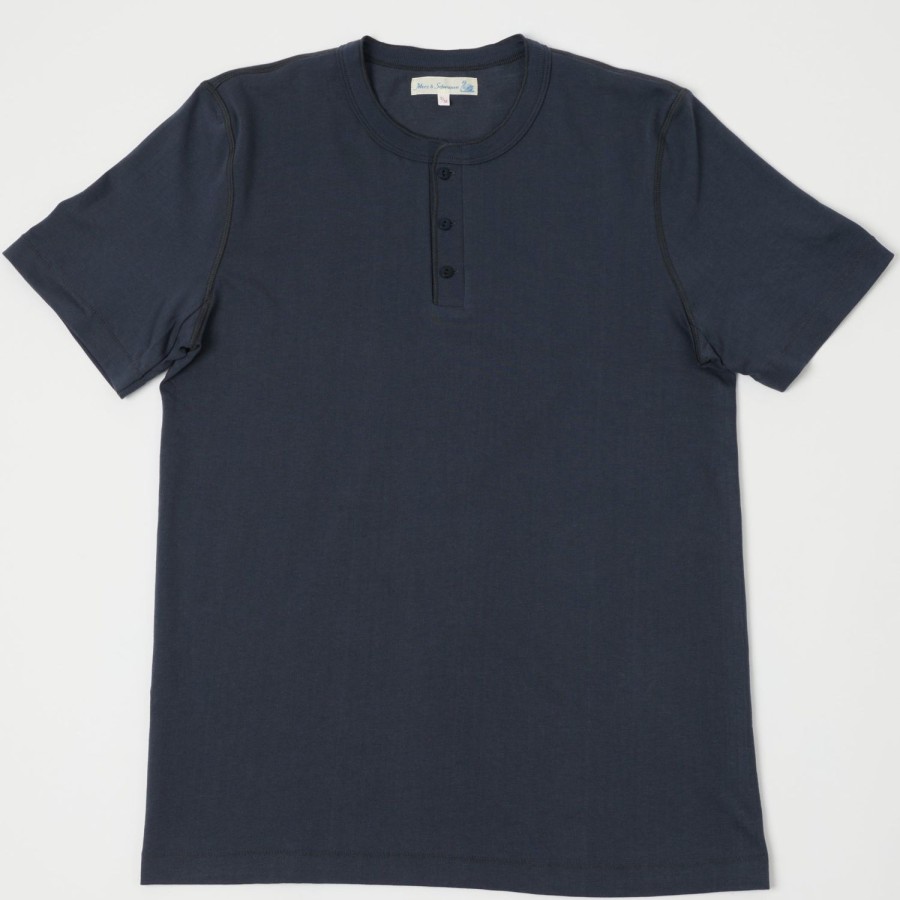 Clothing Merz b. Schwanen | Merz B. Schwanen 204Sl Henley - Navy