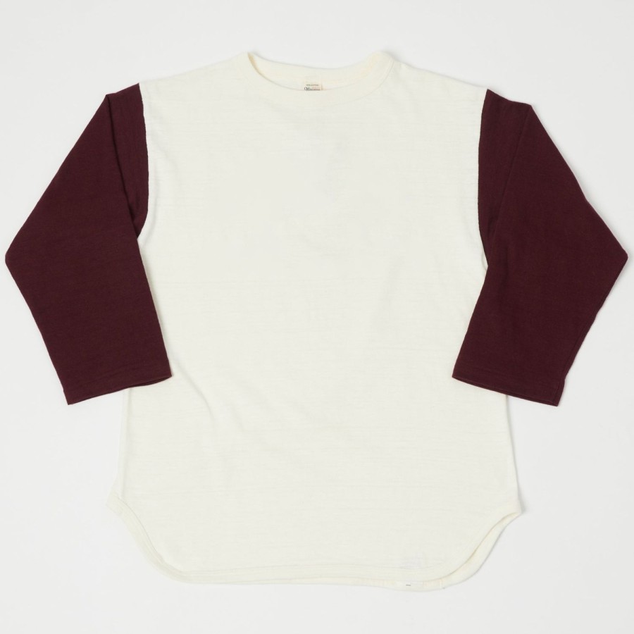 Clothing Warehouse & Co | Warehouse 4800 Baseball Tee - Cream/Bordeaux