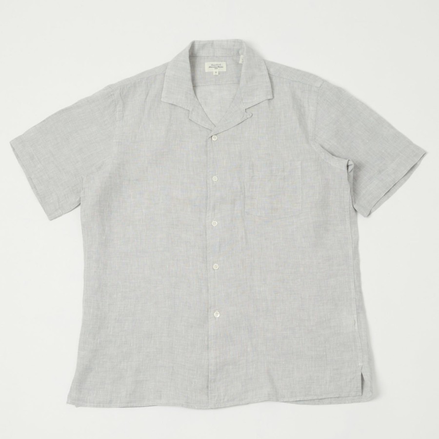 Clothing Hartford | Hartford 'Palm' Camp Collar Linen Shirt - Smoke