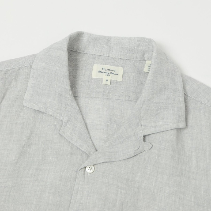 Clothing Hartford | Hartford 'Palm' Camp Collar Linen Shirt - Smoke