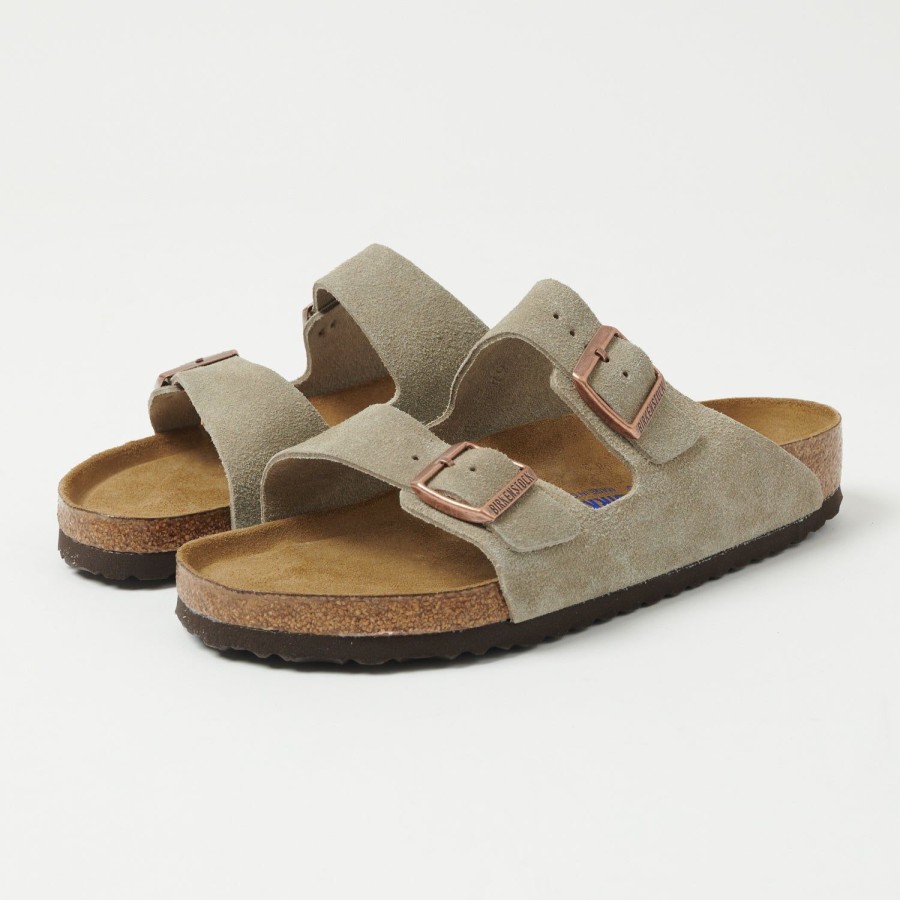 Footwear Birkenstock | Birkenstock Arizona Suede Leather Sandal - Taupe