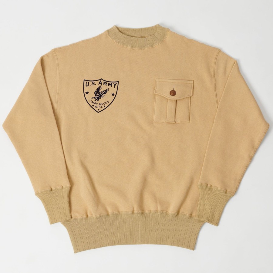 Clothing Warehouse & Co | Warehouse 478 'Camp Mccoy' Military Sweatshirt - Beige