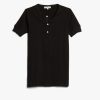 Clothing Merz b. Schwanen | Merz B. Schwanen 207 Short Sleeve Henley - Deep Black