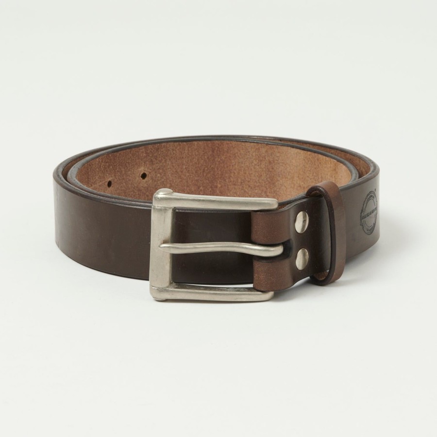 Accessories Barnes & Moore | Barnes & Moore 'Garrison' Oak Bark Leather Belt - Conker/Nickel