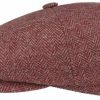 Accessories Stetson | Stetson 6840514-387 Hatteras Woolrich Herringbone Flat Cap - Red