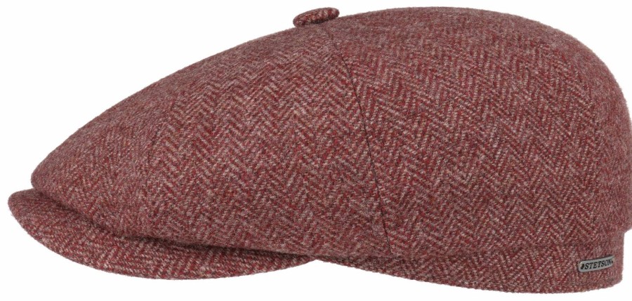 Accessories Stetson | Stetson 6840514-387 Hatteras Woolrich Herringbone Flat Cap - Red