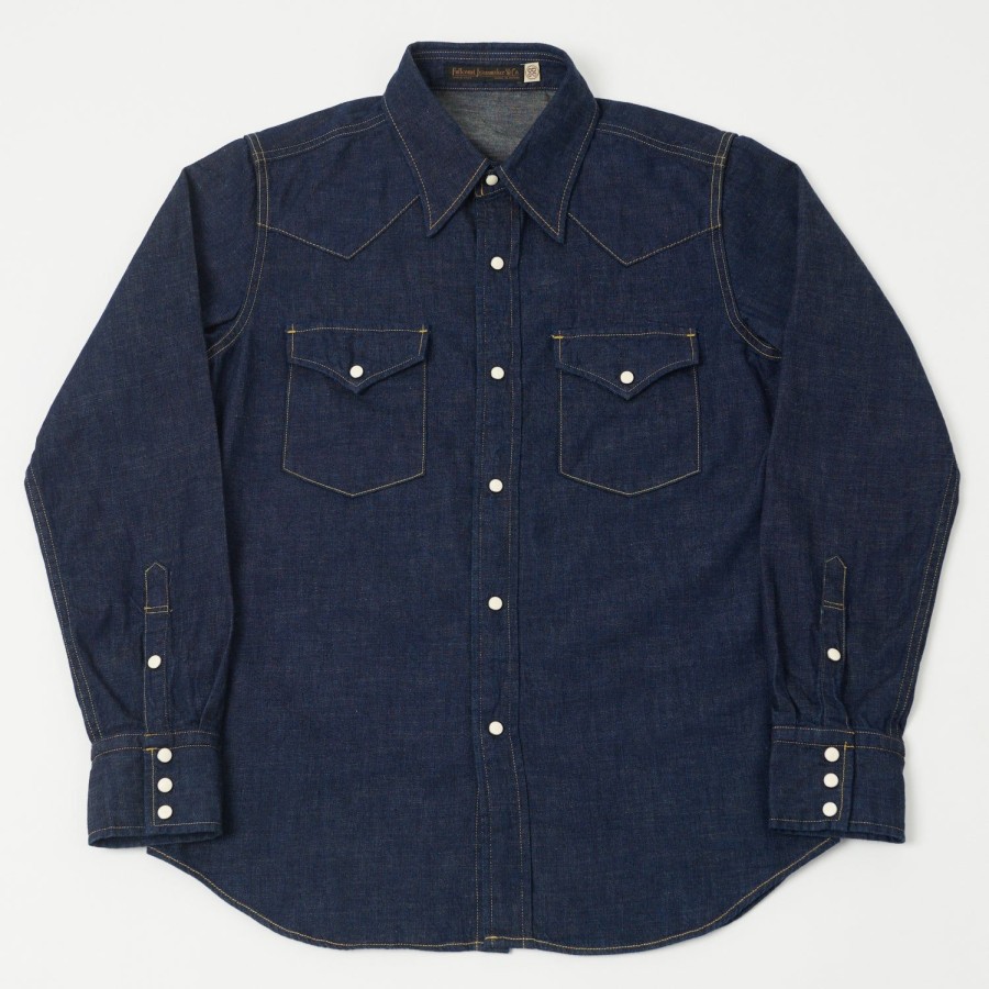 Clothing Full Count | Full Count 4894 Denim Western Shirt - Rinsed