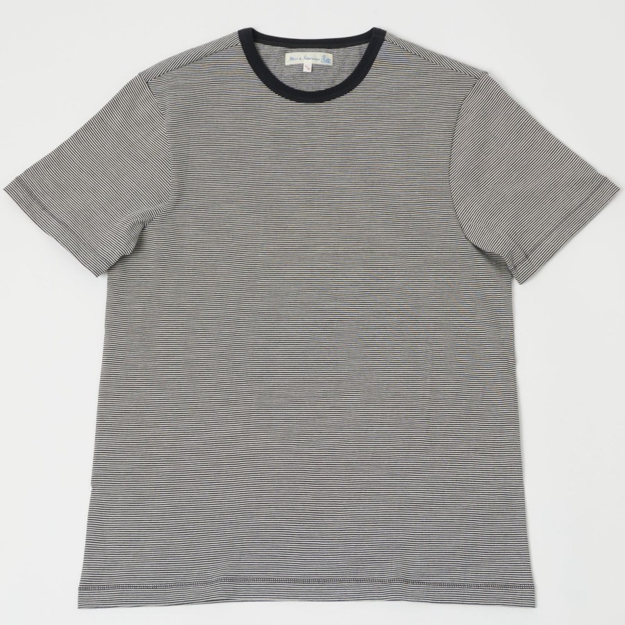 Clothing Merz b. Schwanen | Merz B. Schwanen 215 Classic Crew Neck Tee - Charcoal/Nature