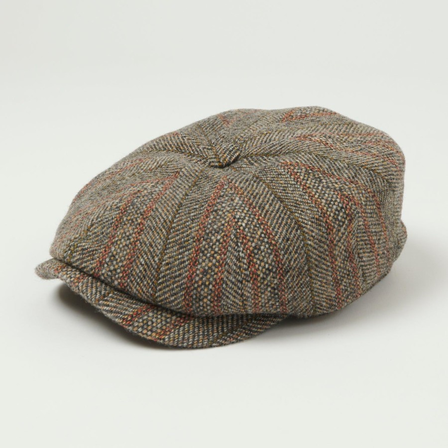 Accessories Stetson | Stetson Hatteras Virgin Wool Flat Cap - Brown Stripe