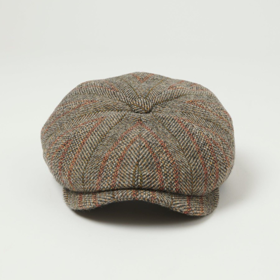 Accessories Stetson | Stetson Hatteras Virgin Wool Flat Cap - Brown Stripe