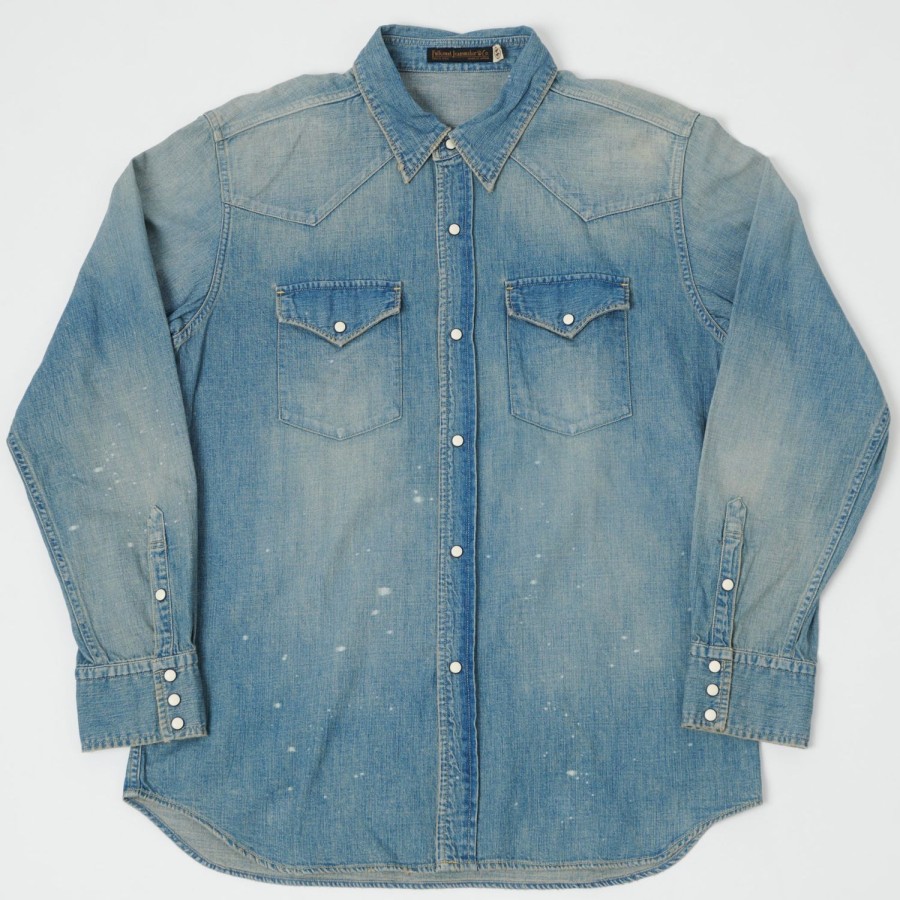 Clothing Full Count | Full Count 4894Hw Denim Western Shirt - Heavy Wash