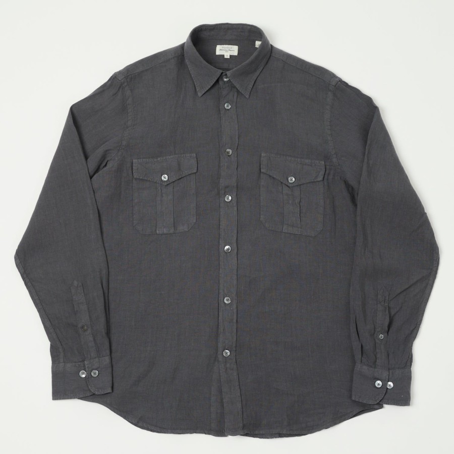 Clothing Hartford | Hartford 'Patrol' Linen Shirt - Charcoal