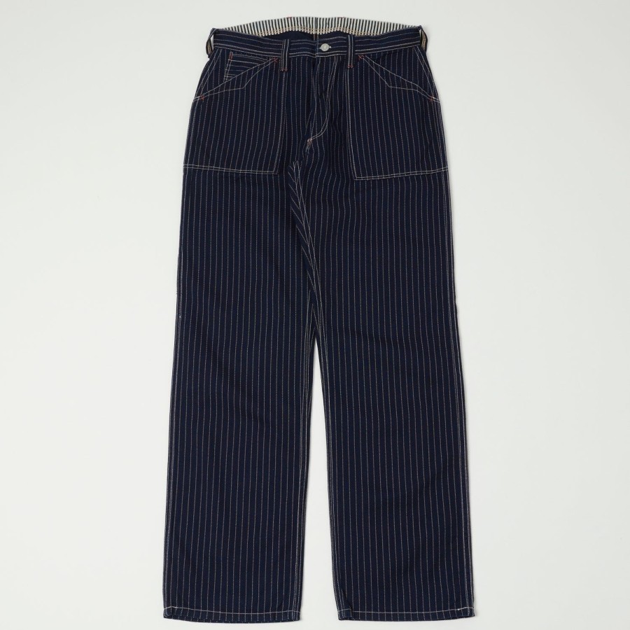 Clothing Freewheelers & Co | Freewheelers 2312001 Longshoreman Overall Trouser - Indigo Wabash Stripe