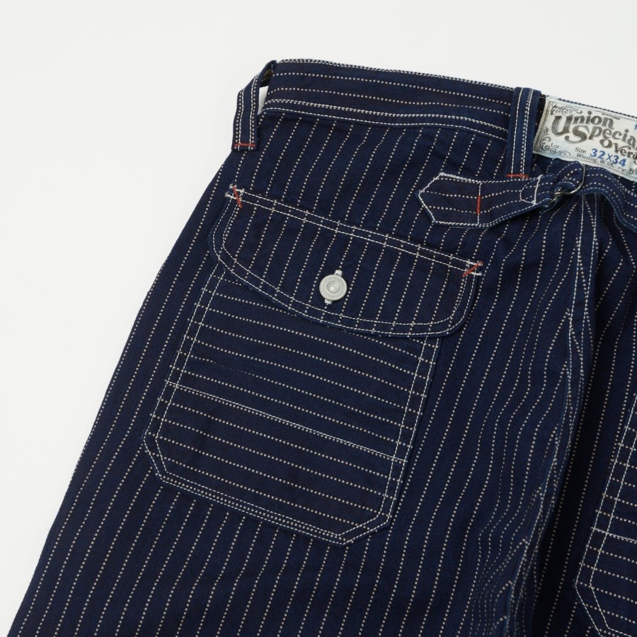 Clothing Freewheelers & Co | Freewheelers 2312001 Longshoreman Overall Trouser - Indigo Wabash Stripe