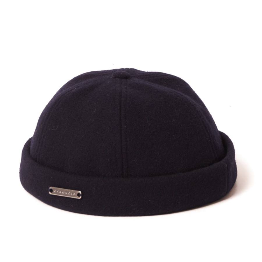 Accessories Crown Cap | Crown Cap 1-011F Melton Wool Beanie Cap - Navy