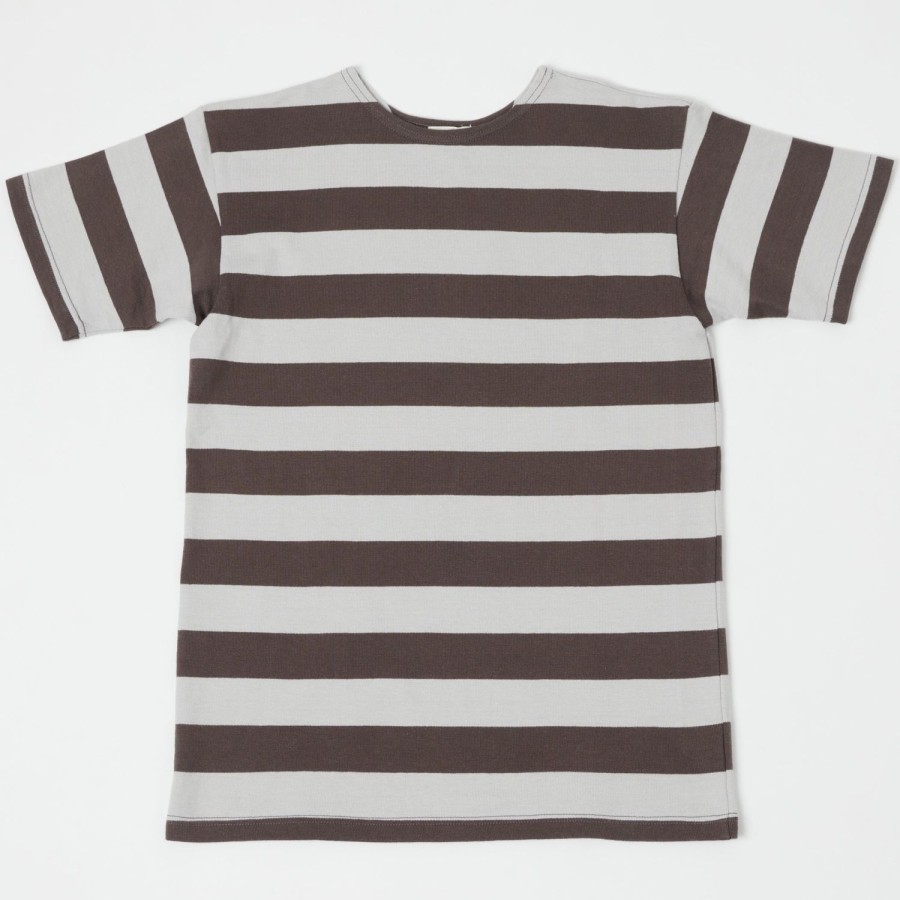 Clothing Warehouse & Co | Warehouse 4050 S/S 2" Border Stripe Tee - Grey/Ash