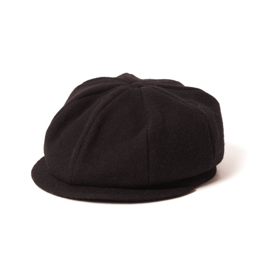 Accessories Crown Cap | Crown Cap 1-235S Wool News Boy Cap - Black