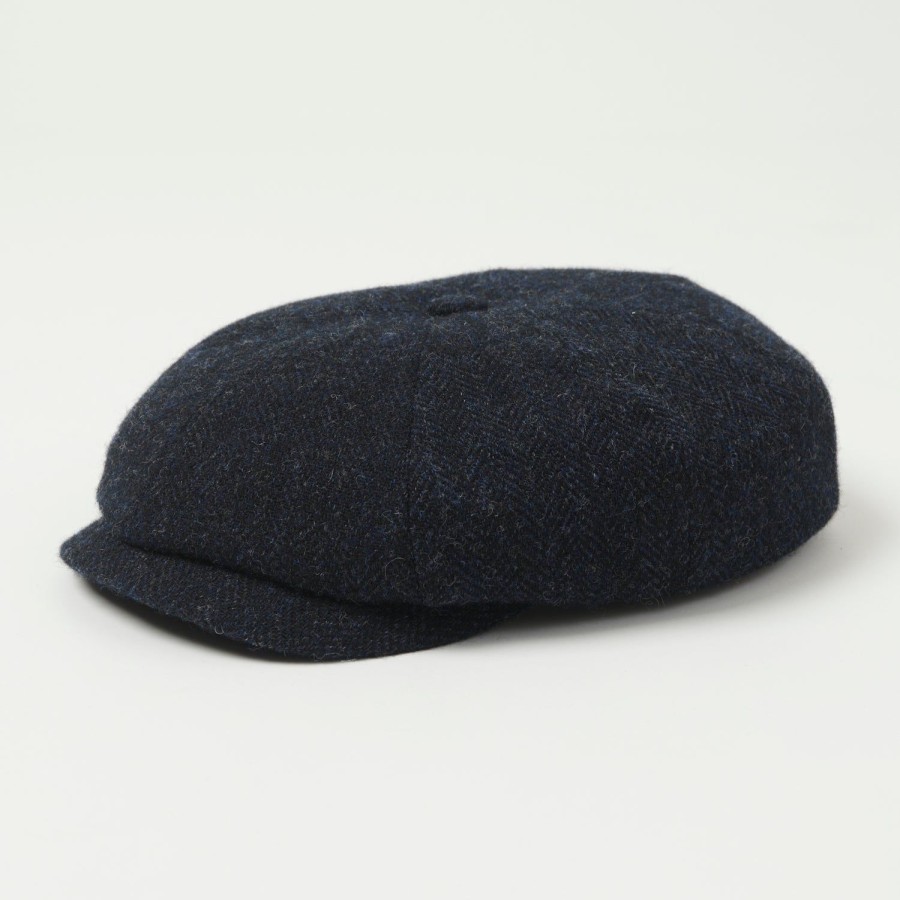 Accessories Stetson | Stetson Hatteras Woolrich Herringbone Flat Cap - Iron Blue