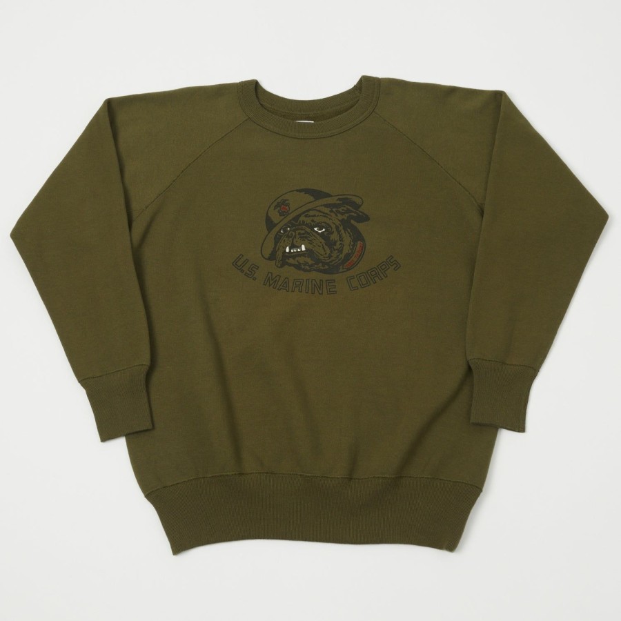 Clothing Dubbleworks | Dubbleworks Usmc Print Sweatshirt - Olive