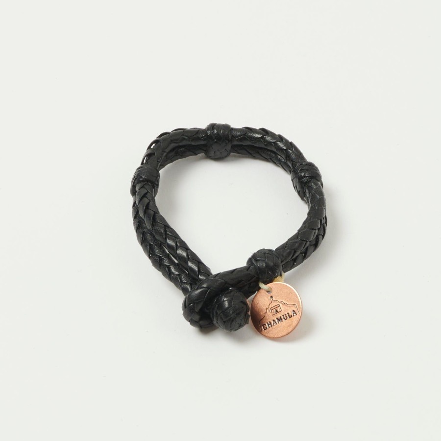 Accessories Chamula | Chamula Double Round Leather Bracelet - Black