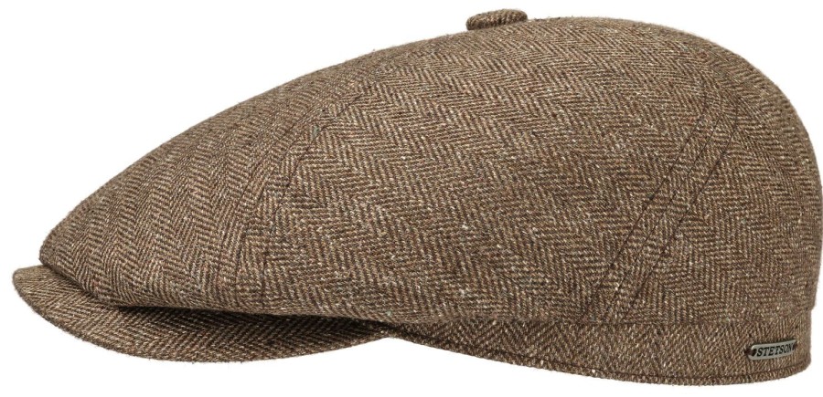 Accessories Stetson | Stetson 6642502-367 6 Panel Silk/Cotton Flat Cap - Brown