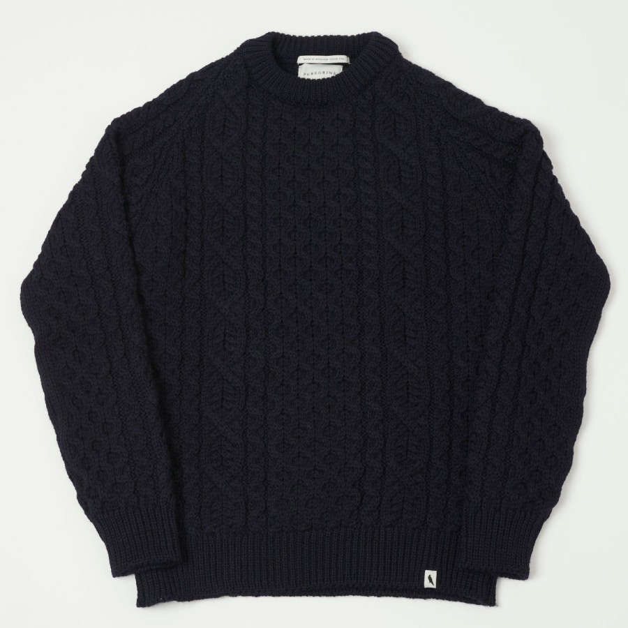 Clothing Peregrine | Peregrine Hudson Aran Jumper - Navy