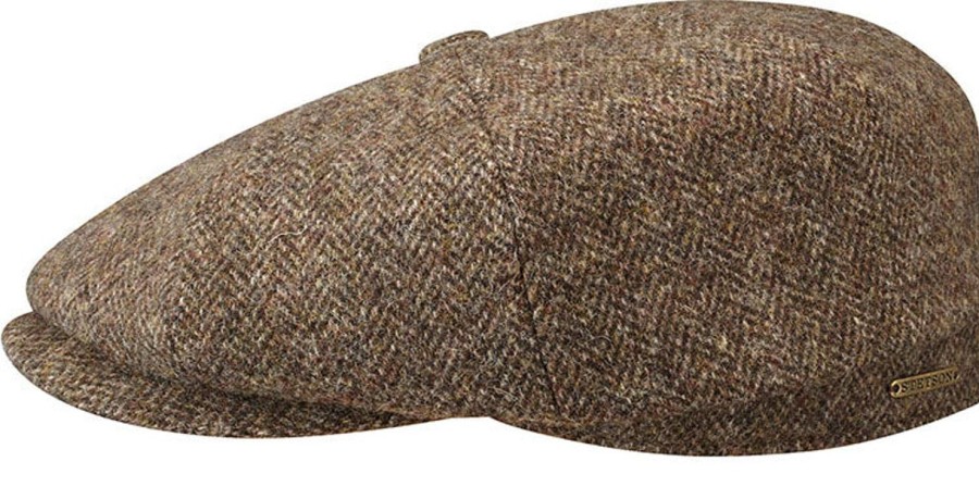 Accessories Stetson | Stetson 6840514-365 Hatteras Woolrich Herringbone Flat Cap - Brown