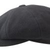 Accessories Stetson | Stetson 6840101-1 Hatteras Wool/Cashmere Flat Cap - Black