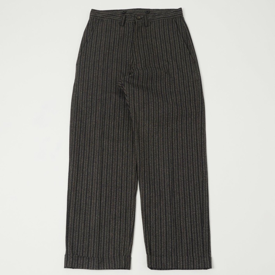 Clothing Full Count | Full Count 1128 Schonherr Weaving Cloth Farmers Trouser - Charcoal Stripe