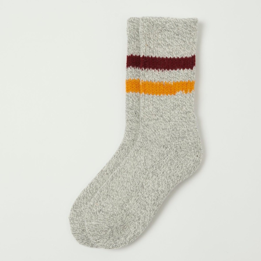 Accessories RoToTo | Rototo Retro Winter Outdoor Sock - Grey/Bordeaux/Yellow