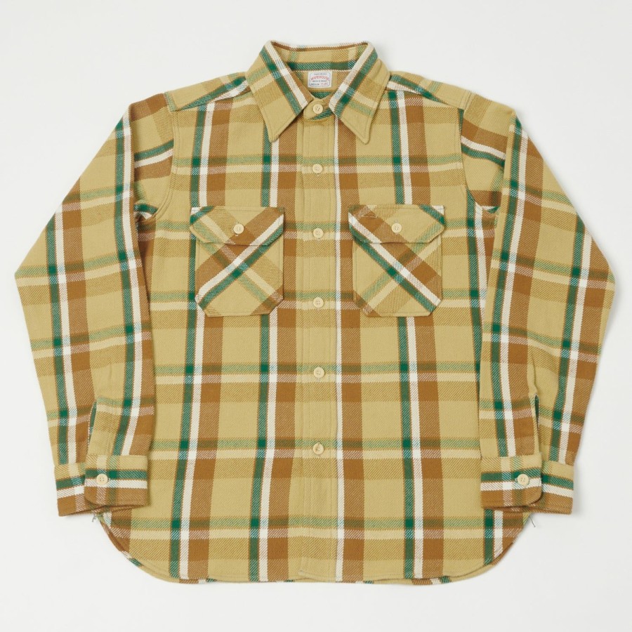 Clothing Warehouse & Co | Warehouse 3104 'F Pattern' Check Flannel Shirt - Beige