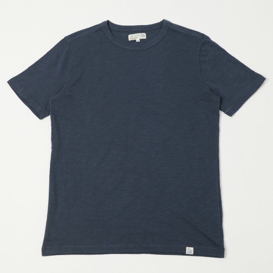 Clothing Merz b. Schwanen | Merz B. Schwanen Sct04 Pima Slub Cotton Tee - Denim Blue