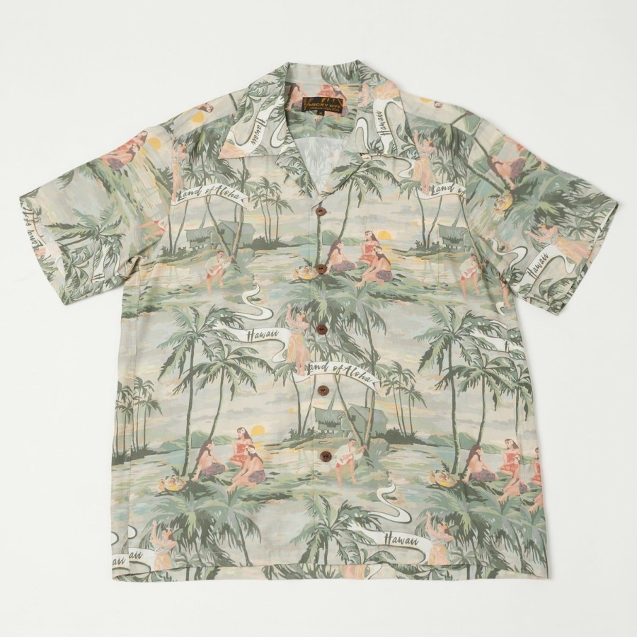 Clothing Micky Oye | Micky Oye 'Land Of Aloha' Aloha Shirt - Shadow