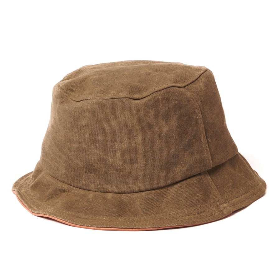 Accessories Crown Cap | Crown Cap 1-46540 Waxed Cotton Canvas Bucket Hat - Olive