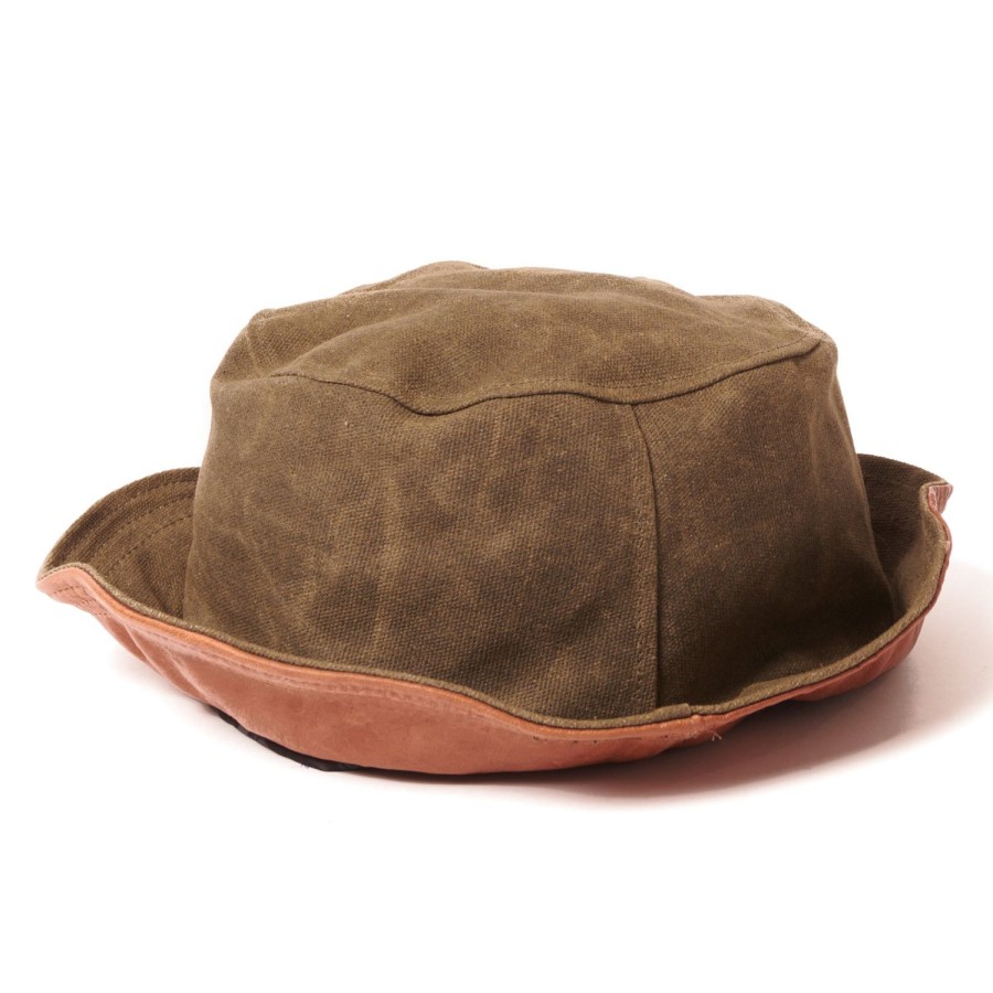 Accessories Crown Cap | Crown Cap 1-46540 Waxed Cotton Canvas Bucket Hat - Olive