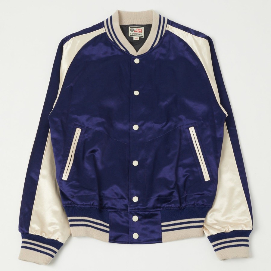 Clothing TOYS McCOY | Toys Mccoy Cotton/Rayon Sateen Baseball Jacket - Blue/Off White