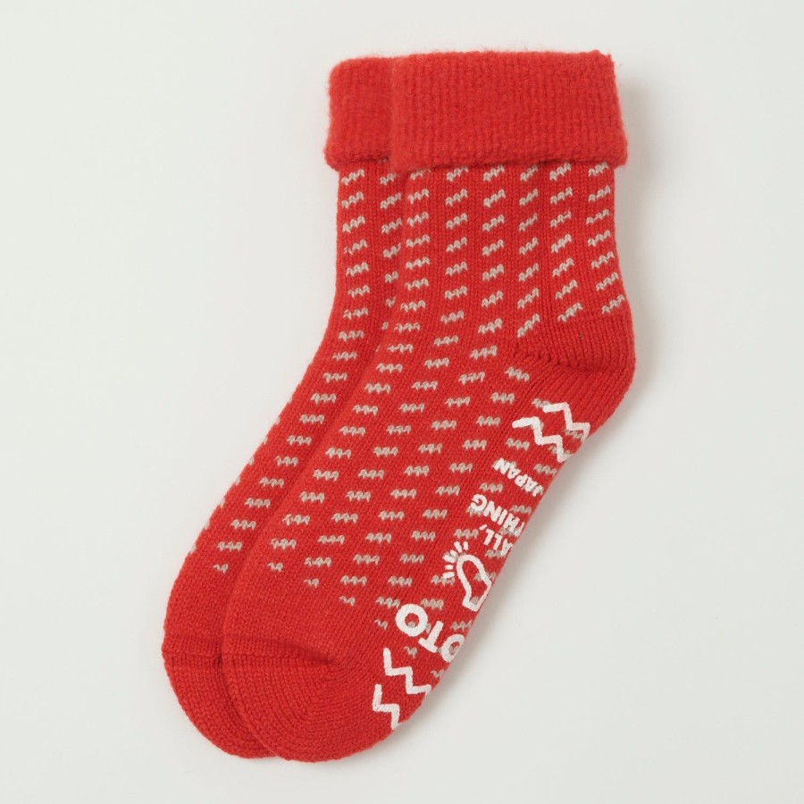 Accessories RoToTo | Rototo Bird'S Eye Comfy Room Sock - Scarlet