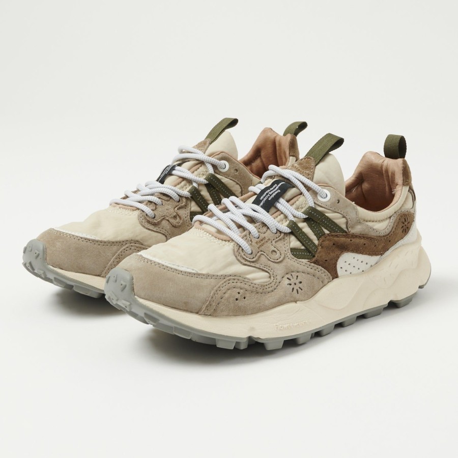 Footwear Flower Mountain | Flower Mountain Yamano 3 Man Suede/Nylon Sneaker - Off White/Beige