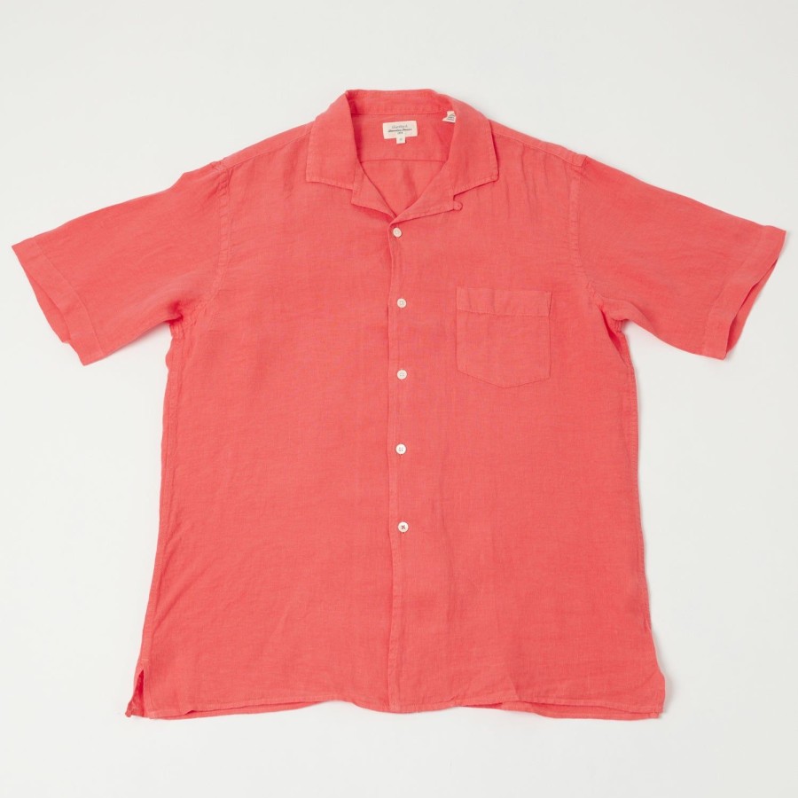 Clothing Hartford | Hartford Az04001 Linen Short Sleeve Shirt - Faded Red