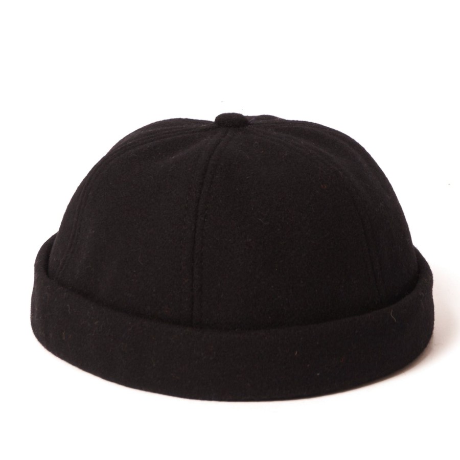 Accessories Crown Cap | Crown Cap 1-011F Melton Wool Beanie Cap - Black