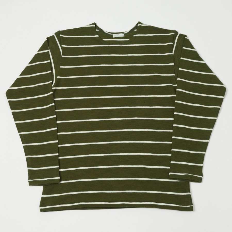 Clothing Warehouse & Co | Warehouse 4088 L/S Stripe Tee - Green/Off White