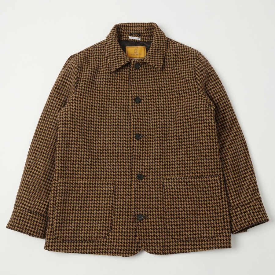 Clothing Shangri-La Heritage | Shangri-La Heritage 'Enzo' Wool Car Coat - Gold Pied De Poule