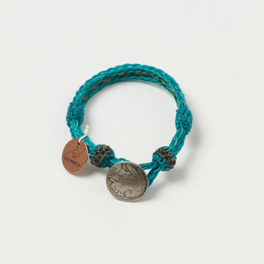 Accessories Chamula | Chamula Horsehair Concho Bracelet - Turquoise