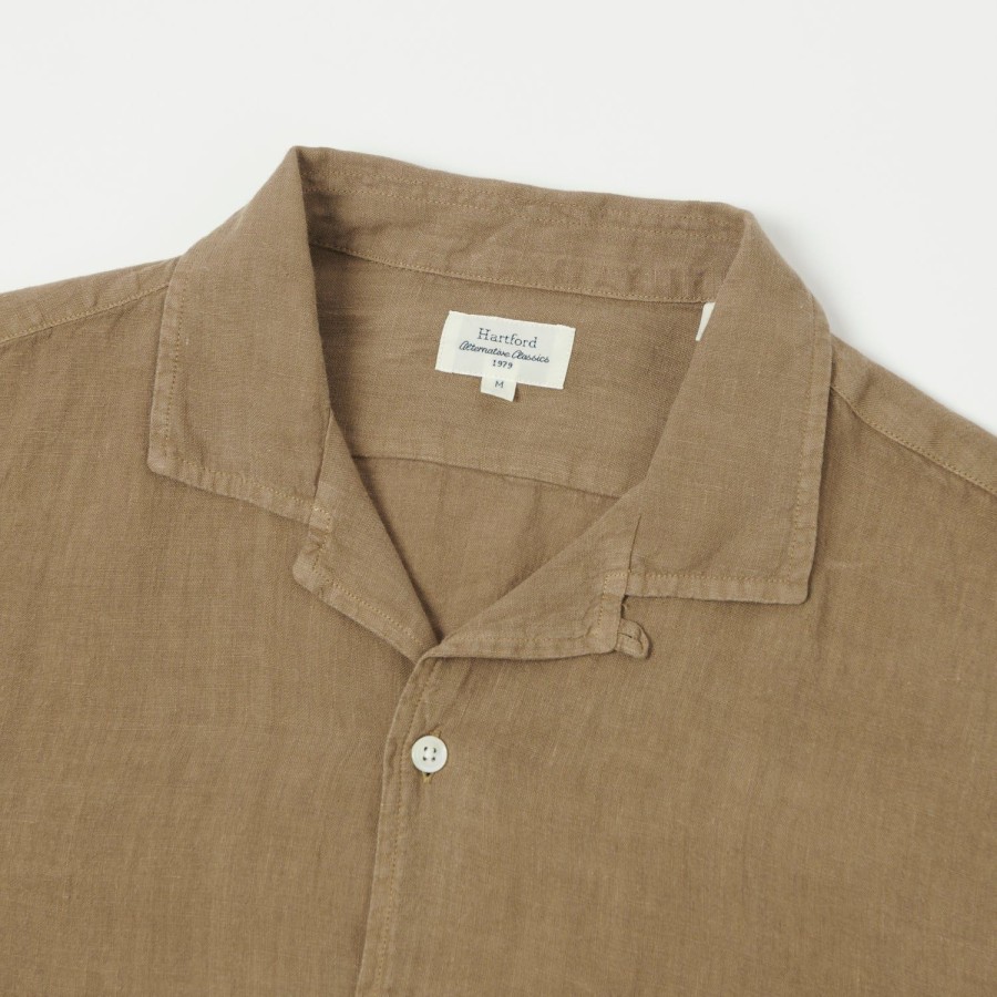 Clothing Hartford | Hartford Linen Short Sleeve Shirt - Cigar