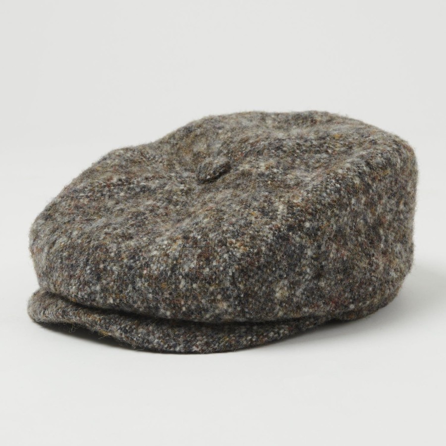 Accessories Stetson | Stetson 6840601-437 Hatteras Donegal Tweed Flat Cap - Charcoal Melange