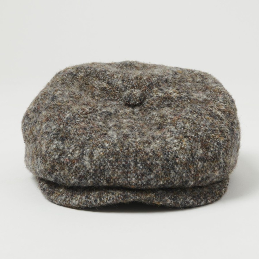 Accessories Stetson | Stetson 6840601-437 Hatteras Donegal Tweed Flat Cap - Charcoal Melange